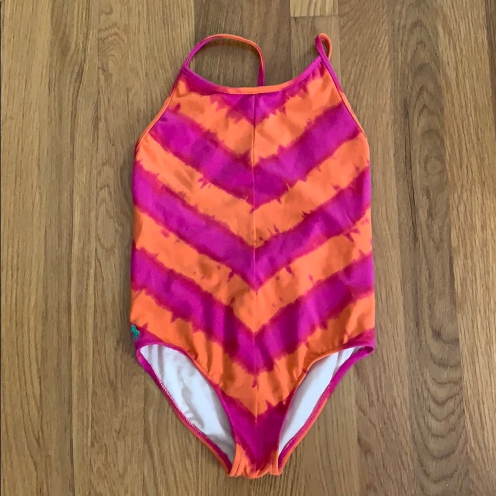 Ralph Lauren one piece, orange and pink, 6x